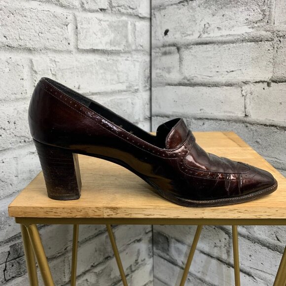 Vintage 90s Arnold Churgin Patent Leather Mid Block Heel Loafer - Picture 3 of 13